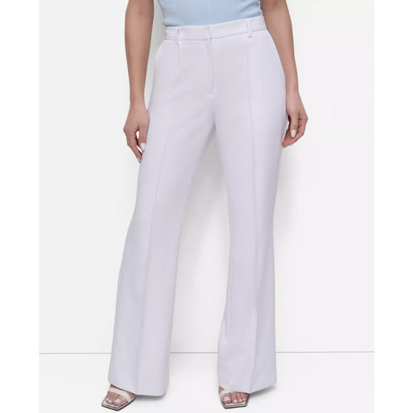 DKNY Women's Mid Rise Flare Leg Pants White Size 12 17017